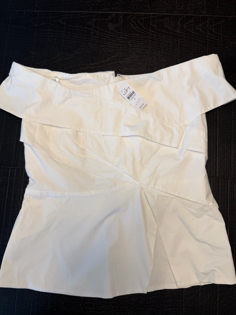 LOFT White Off-the-Shoulder Peplum Blouse